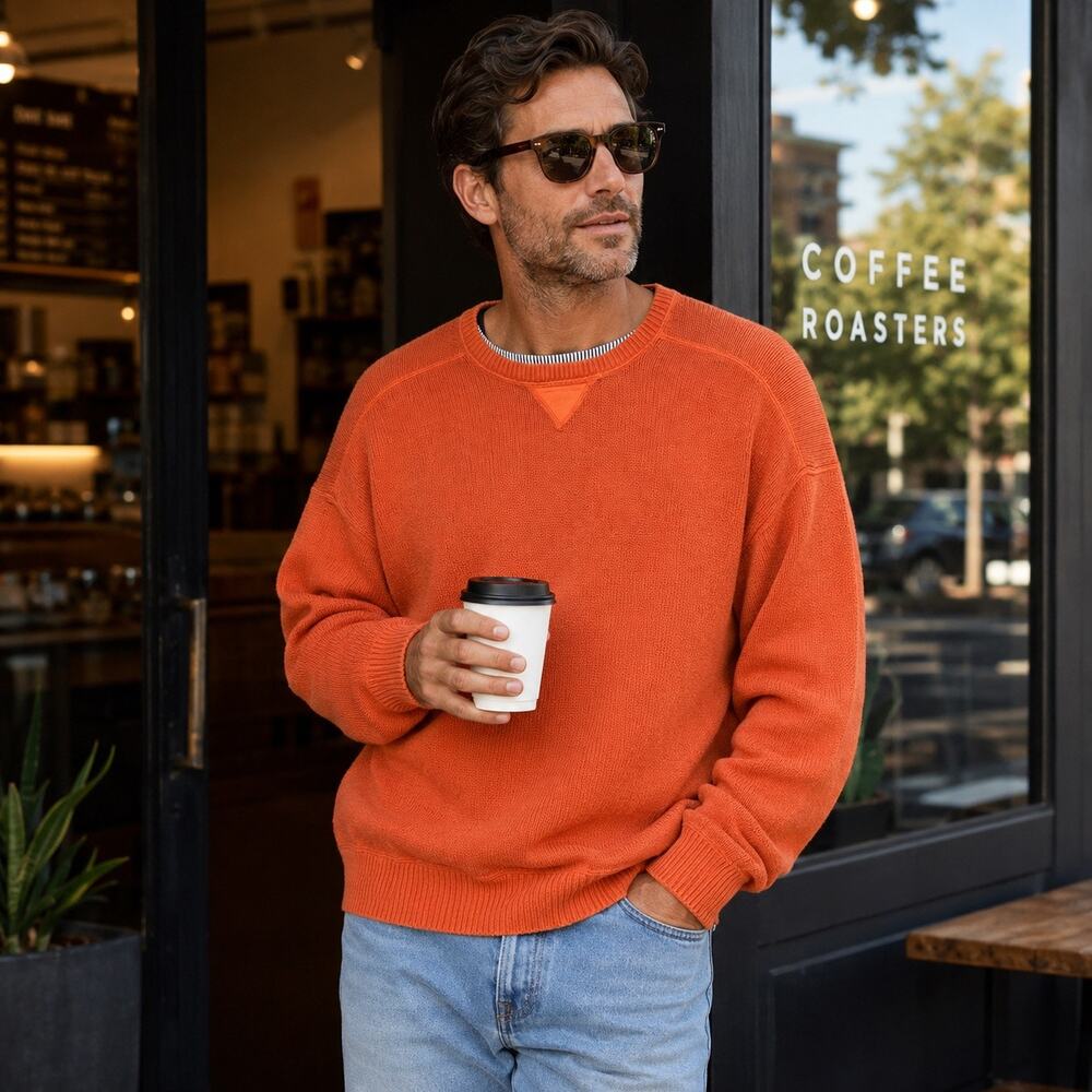 Vintage Cambridge Classics Cotton Orange Sweater Men’s L Heritage Prep Normcore
